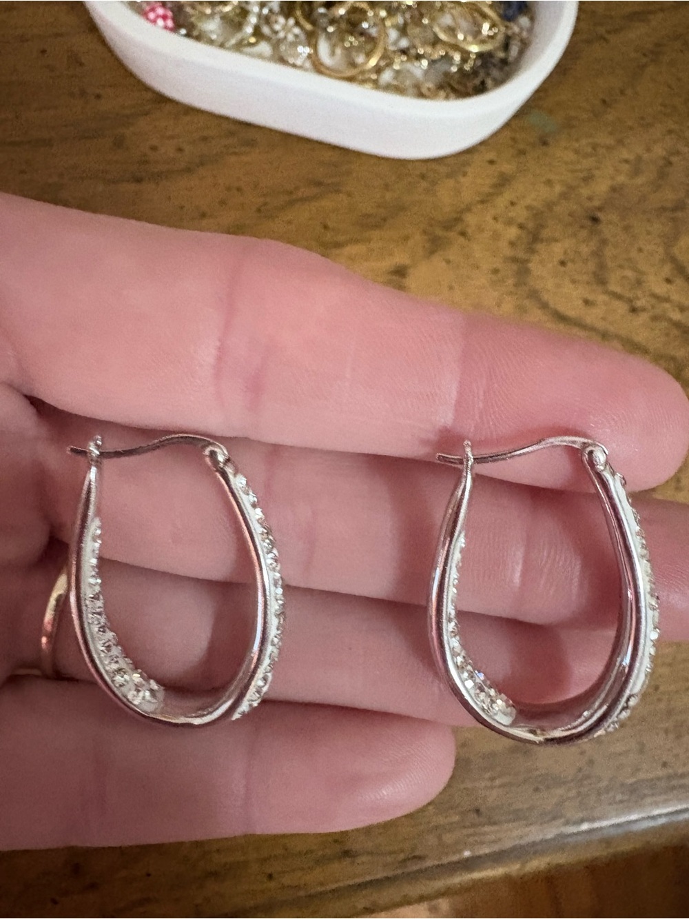 Silver Crystal Hoop Earrings - Elegant Women's Jewelry 925 sterling silver c z